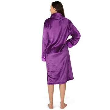 PAVILIA Womens Housecoat Zip Robe, Fleece Zip Up Front Robe Bathrobe, Plush Warm Zipper House Coat L...