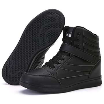 UBFEN Womens High Top Ankle Support Sneakers Black Hidden Wedge Heel Retro 80s Tennis Shoes for Girl...
