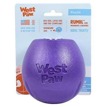West Paw Zogoflex Rumbl Treat-Dispensing Dog Toy – Interactive Slow-Feeder Chew – Enrichment Toy...