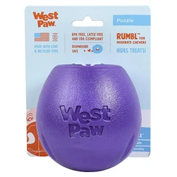 West Paw Zogoflex Rumbl Treat-Dispensing Dog Toy – Interactive Slow-Feeder Chew – Enrichment Toy...