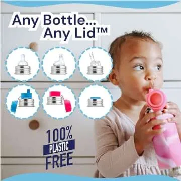 Pura Sport Mini 11oz/325ml Bottle w/Sleeve & Silicone Big Mouth Sport Top - Stainless Steel, Leak-Proof & Spill-Proof for Kids, Toddlers, Preschoolers - Moss