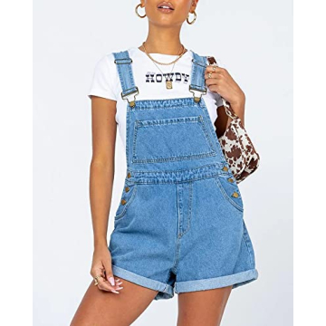 Stylish PLNOTME Women's Denim Shorts Overall with Pockets