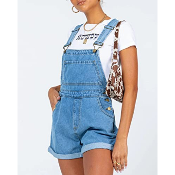 Stylish PLNOTME Women's Denim Shorts Overall with Pockets