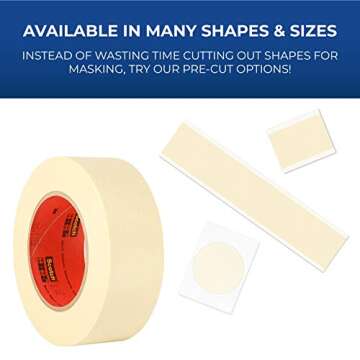 3M 2364 Performance Masking Tape - 0.25 in. x 180 ft. Tan, Rubber Adhesive, Crepe Paper Backing Painters Tape Roll