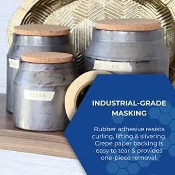 3M 2364 Performance Masking Tape - 0.25 in. x 180 ft. Tan, Rubber Adhesive, Crepe Paper Backing Painters Tape Roll