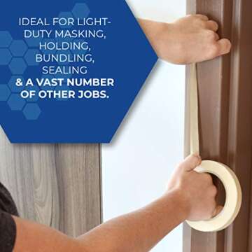 3M 2364 Performance Masking Tape - 0.25 in. x 180 ft. Tan, Rubber Adhesive, Crepe Paper Backing Painters Tape Roll