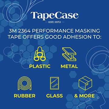 3M 2364 Performance Masking Tape - 0.25 in. x 180 ft. Tan, Rubber Adhesive, Crepe Paper Backing Painters Tape Roll