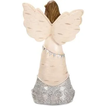Pavilion - Happy Sweet 16 - Angel Figurine Holding a Birthday Cake 6 Inches,Silver
