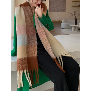 Wander Agio Women's Winter Plaid Scarf - Cozy Comfort