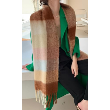Wander Agio Women's Winter Plaid Scarf - Cozy Comfort