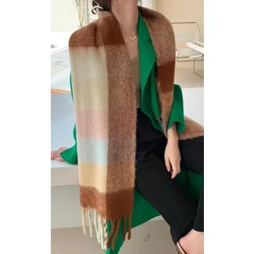 Wander Agio Women's Winter Plaid Scarf - Cozy Comfort