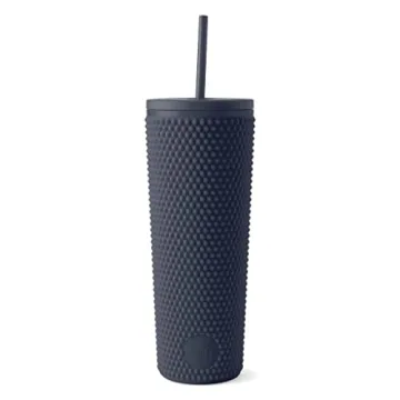 Simple Modern Plastic Matte Studded Tumbler with Lid and Straw | Reusable BPA Free Iced Coffee Cups Double Wall Smoothie Cup | Gifts for Women Men Him Her | Classic Collection | 24oz | Deep Ocean