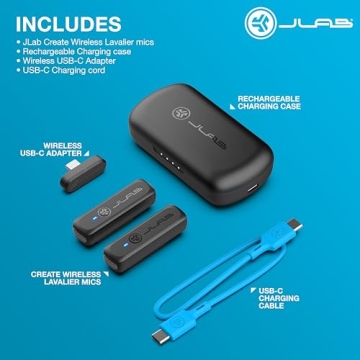 JLab Create Wireless Lavalier Mic, USB-C Compatibility for Creators