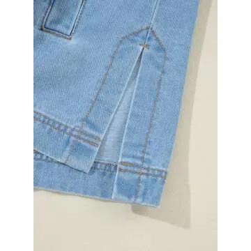Sidefeel Women's Jean Jacket Oversized Boyfriend Button Up Long Sleeve Denim Jackets Light Blue Large