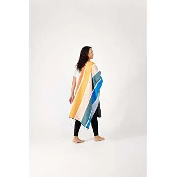 Nomadix Original Towel - Perfect for Beach, Pool, Travel, Camping, Yoga - Made with Recycled Materials - Super Absorbent - Sand Resistant - Stripes Retro - 72.5x30