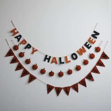 Colorful Handmade Halloween Pennant Banner for Festive Decor