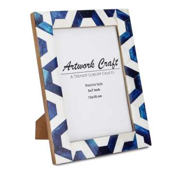 Artwork Craft Bone Photo Frame with Chevron Design for Home Decor