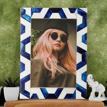 Stylish Bone Photo Frame with Chevron Design (5x7)