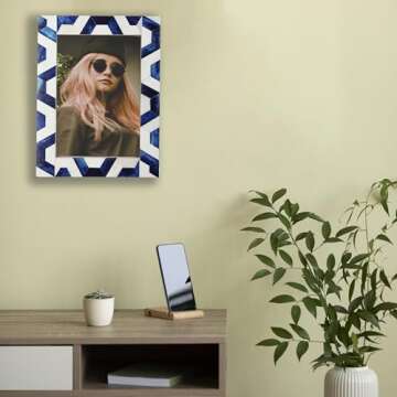 Stylish Bone Photo Frame with Chevron Design (5x7)