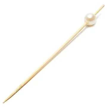 Okuna Outpost 150 Pack White Bamboo Pearl Toothpicks for Food - Cocktail Picks for Fancy Appetizers and Party Decor - 4.7 Inch Decorative Food Picks