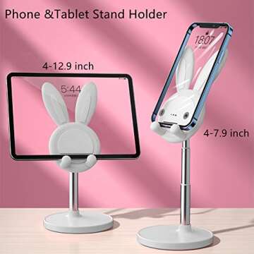 SOARCHICK Portable Cell Phone Stand for Desk Cute Bunny Height Angle Adjustable Tablet Phone Desktop...