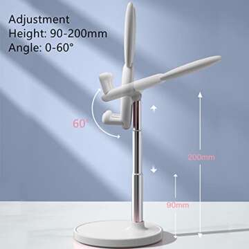 SOARCHICK Portable Cell Phone Stand for Desk Cute Bunny Height Angle Adjustable Tablet Phone Desktop Stand Holder Riser Compatible with iPhone, iPad, Tablets, Kindle, Switch, Smartphones (White)