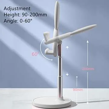 SOARCHICK Portable Cell Phone Stand for Desk Cute Bunny Height Angle Adjustable Tablet Phone Desktop Stand Holder Riser Compatible with iPhone, iPad, Tablets, Kindle, Switch, Smartphones (White)