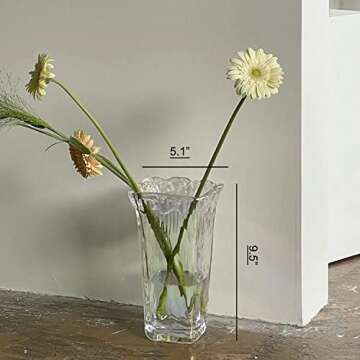Funsoba Clear Glass Flower Vase Wide Mouth for Home Wedding Heavy Centerpieces Decorative (Clear)