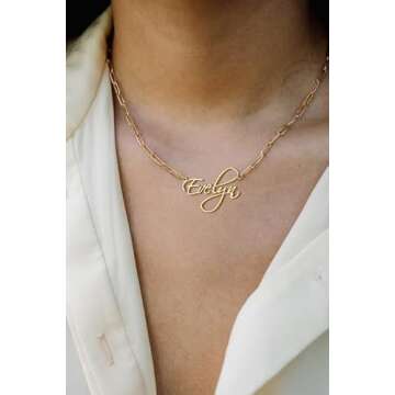 Yoke Style Custom Name Necklace Personalized, Customized Necklace with Name, Custom Jewelry Gifts for Women