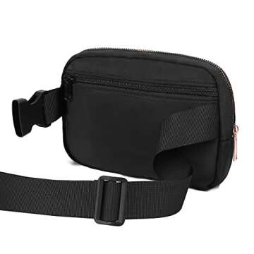 VKIOIP Unisex Fanny Pack Waist Belt Bag with Adjustable Strap,Hands Free Crossbody Fanny Bag with Zipper for Woman and Man,for Hiking,Running,Sports Gifts(Black)