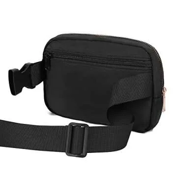 VKIOIP Unisex Fanny Pack Waist Belt Bag with Adjustable Strap,Hands Free Crossbody Fanny Bag with Zipper for Woman and Man,for Hiking,Running,Sports Gifts(Black)