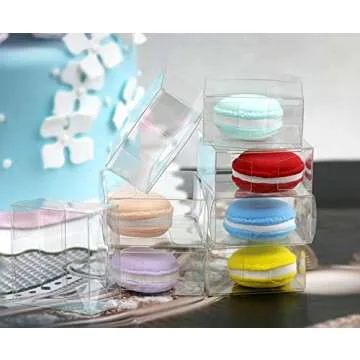 Nicunom Clear Macaron Boxes - 100 Pack for Desserts