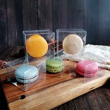 Nicunom Clear Macaron Boxes - 100 Pack for Desserts