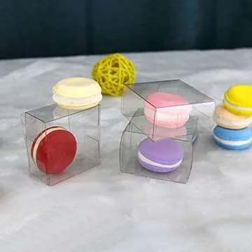 Nicunom Clear Macaron Boxes - 100 Pack for Desserts