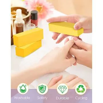 Maryton Nail Buffer Fine Grit Finishing Block, 240 Grit Professional Yellow Buffing Blocks for Natural Nails - Buff Nails Prior to Application of Gel Polish, Nail Lacquer, 5 Count