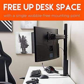 ECHOGEAR 3 Monitor Desk Stand for Screens Up to 27" - Triple Desk Mount with Lock Down Clamp to Eliminate Screen Wobble - Adjust Tilt, Orientation & Swivel of Each Monitor Without Tools