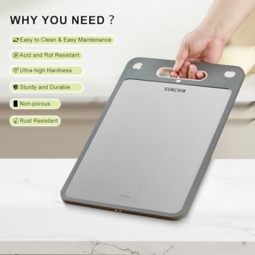 Stainless Steel Double Sided Cutting Board - Easy to Clean