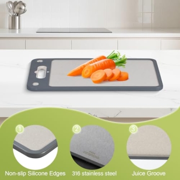 Stainless Steel Double Sided Cutting Board - Easy to Clean