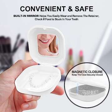 Portable Retainer Holder Case with Mirror, Chewies & Brush