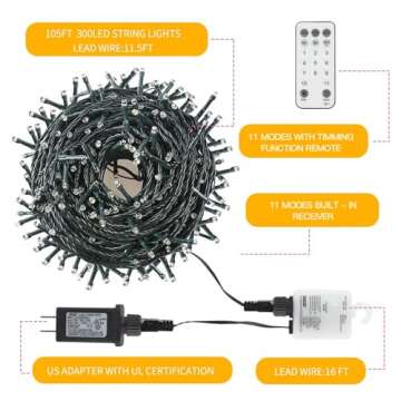 Chuya 300LED Dual Color Changing Christmas Tree Lights,Warm White to Multi Color,End-to-End Plug 11 ...