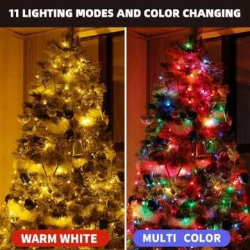 Chuya 300LED Dual Color Changing Christmas Tree Lights,Warm White to Multi Color,End-to-End Plug 11 Modes,105ft Outdoor Indoor String Lights for Christmas Holidays Party Wedding Decoration
