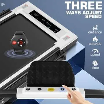 Under Desk Treadmill with Incline, 300lbs Walking Pad Treadmill with Handle Bar& Remote Control, 2.5HP Folding Treadmill for Home/Office, Installation-Free Jogging Running, Black White