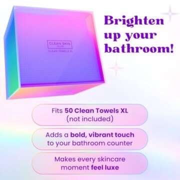 CLEAN SKIN CLUB The Prism Box for Clean Towels XL™,Vibrant Storage Solution for 50 Disposable Towels, Stylish and Functional Bathroom Accessory
