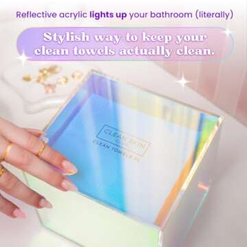 CLEAN SKIN CLUB The Prism Box for Clean Towels XL™,Vibrant Storage Solution for 50 Disposable Towels, Stylish and Functional Bathroom Accessory