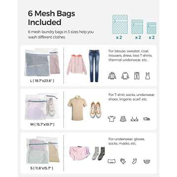 SONGMICS Laundry Hamper with Lid, 110L Clothes Hamper with 2 Removable Liner Bags, 6 Mesh Bags, Wicker Laundry Basket, Double Laundry Hamper for Laundry Room, 13 x 22.4 x 23.6 Inches, White ULCB52WT