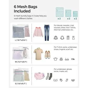 SONGMICS Laundry Hamper with Lid, 110L Clothes Hamper with 2 Removable Liner Bags, 6 Mesh Bags, Wicker Laundry Basket, Double Laundry Hamper for Laundry Room, 13 x 22.4 x 23.6 Inches, White ULCB52WT