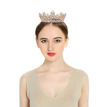 Joypea Crown Women Girls Rhinestone Womens Vintage Tiara Queens Birthday Pageant Costume Crown Bridal Crowns for Wedding Halloween