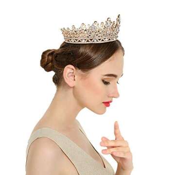 Joypea Crown Women Girls Rhinestone Womens Vintage Tiara Queens Birthday Pageant Costume Crown Bridal Crowns for Wedding Halloween