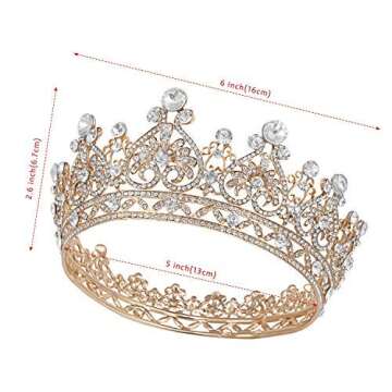 Joypea Crown Women Girls Rhinestone Womens Vintage Tiara Queens Birthday Pageant Costume Crown Bridal Crowns for Wedding Halloween