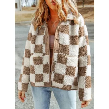 SHEWIN Women Causal Fleece Jacket with Pockets for Winter